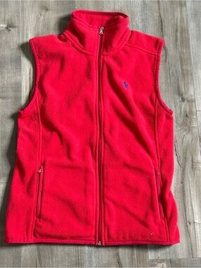 Polo Golf Fleece Vest Ralph Lauren Red Small Full Zip Pockets Soft Warm